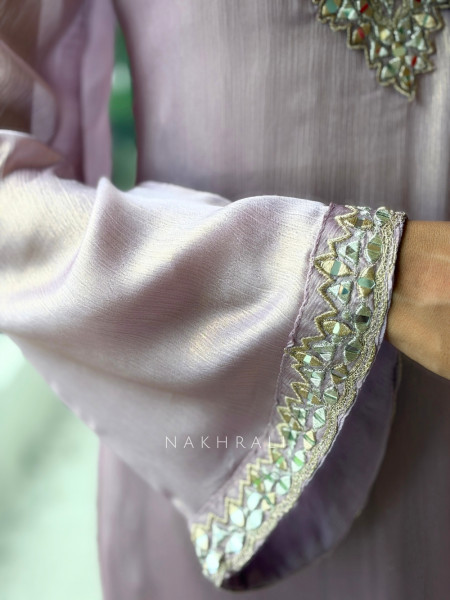 Mehraz Pink Silk Kurta Skirt Set