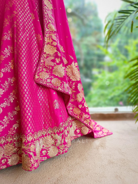 Vyoma Magenta Lehenga with Intricate Zari & Kundan Work