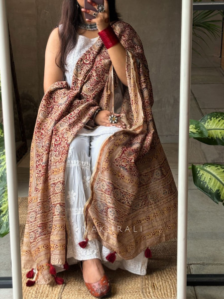 Prem Kalamkari Maheshwari Dupatta