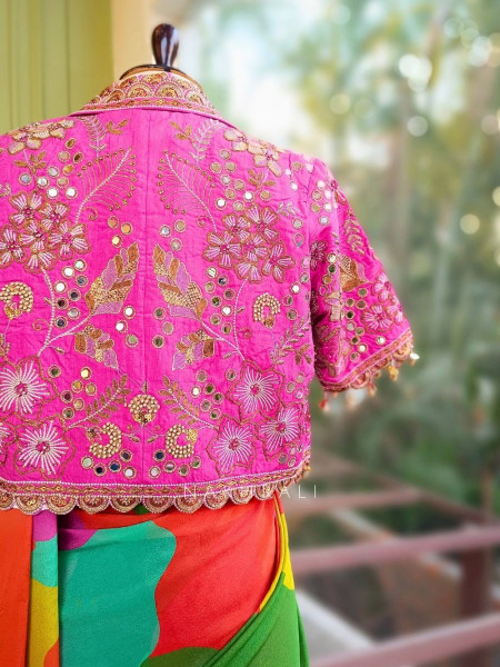 Colorwave Multicolor Printed Saree with Embroidered Jacket Set