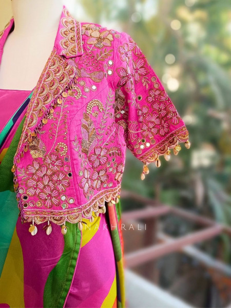 Colorwave Multicolor Printed Saree with Embroidered Jacket Set