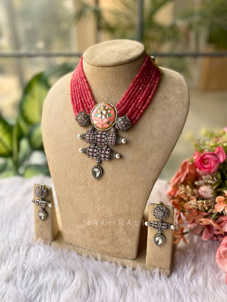 Image of Ziya Pink  Long Necklace Set