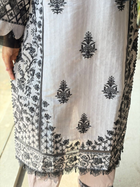 Shwet Shyam Light Pink Suit Set with Black Thread Embroidery