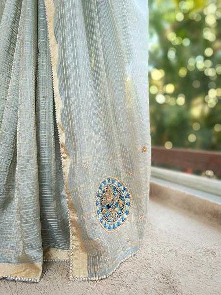 Ruvika Green Saree with Readymade Blouse