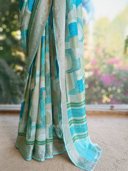 Arelia Blue Art Silk Saree with Woven Border