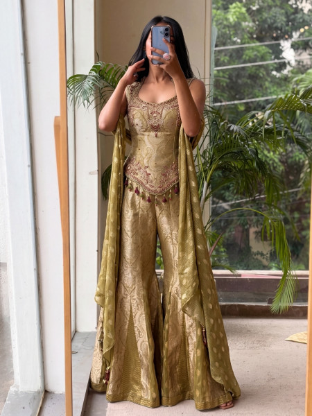 Kundan Ore Green Sharara Set