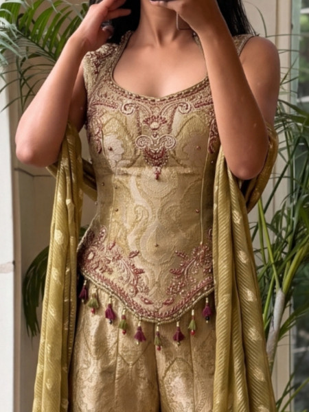 Kundan Ore Green Sharara Set