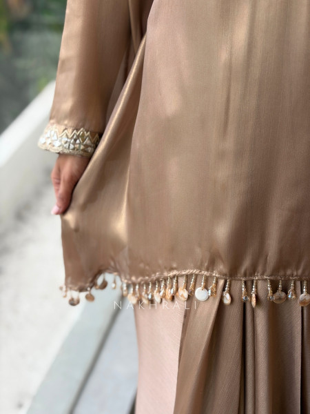 Mehraz Brown Silk Kurta Skirt Set