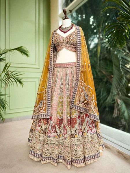 Vilanya Brown Bridal Lehenga with Intricate Zardozi Work