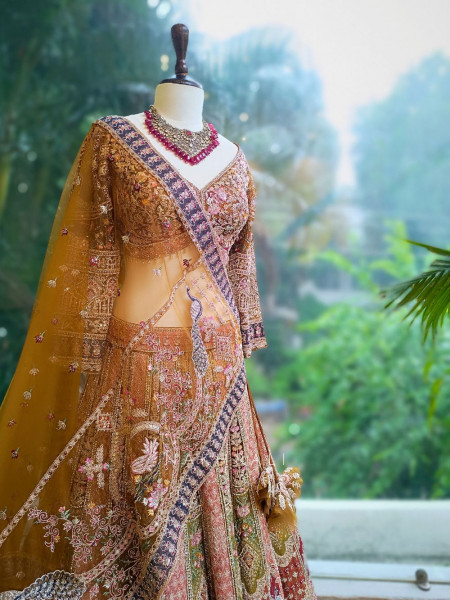 Vilanya Brown Bridal Lehenga with Intricate Zardozi Work