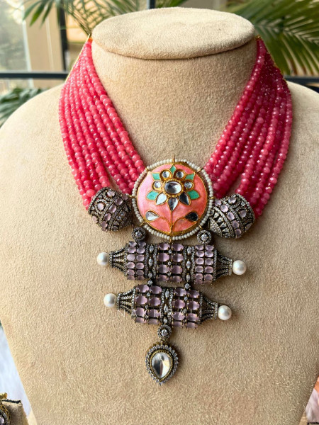Ziya Pink  Long Necklace Set