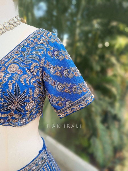 Rivara Blue Lehenga Set with Gota and Zari Work