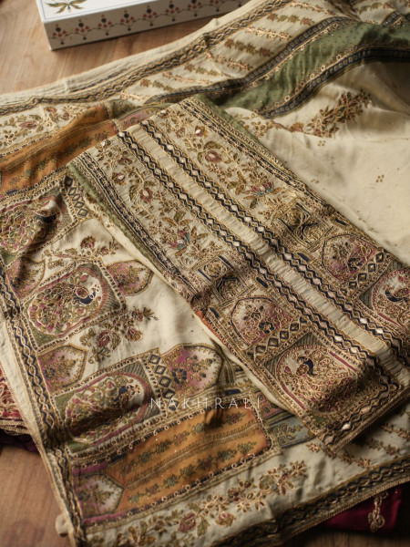 Jashan White Dress Material Set with Heavy Embroidery Work