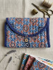 Coin Blue Cotton Printed Quilted Wallet