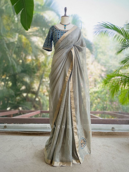 Ruvika Green Saree with Readymade Blouse
