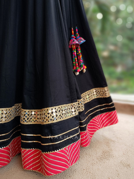 Garba Glam Black Crop Top Lehenga- Dandiya Diva Collection