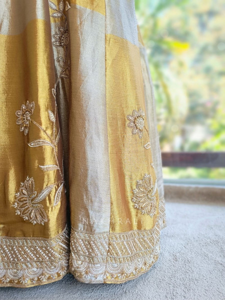 Zareen Golden Sequin & Zari Embroidered Anarkali Suit Set