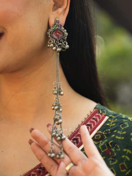 Zehra Long Kashmiri Ear Cuff Earrings