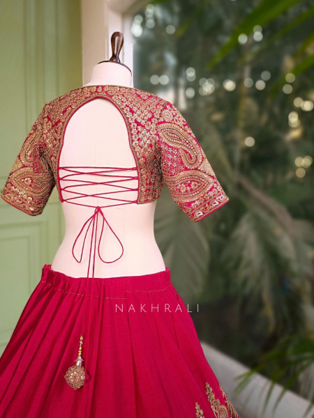 Drisana Red Bridal Lehenga with Heavy Zari & Sequin Work