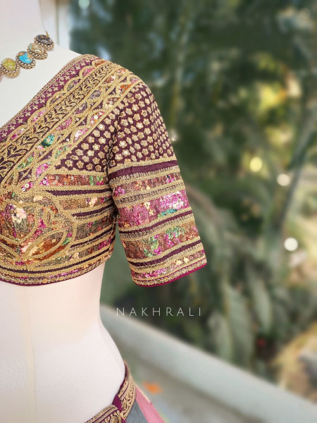 Elysian Mosaic Multicolor Floral Lehenga with Zari and Thread Work