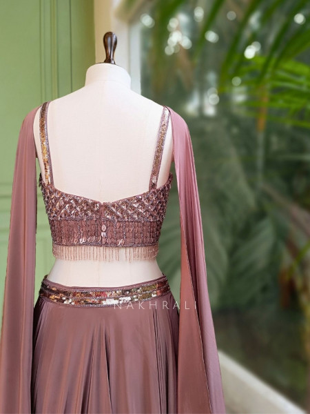 Mocha Glow Nude Brown Embellished Lehenga Set