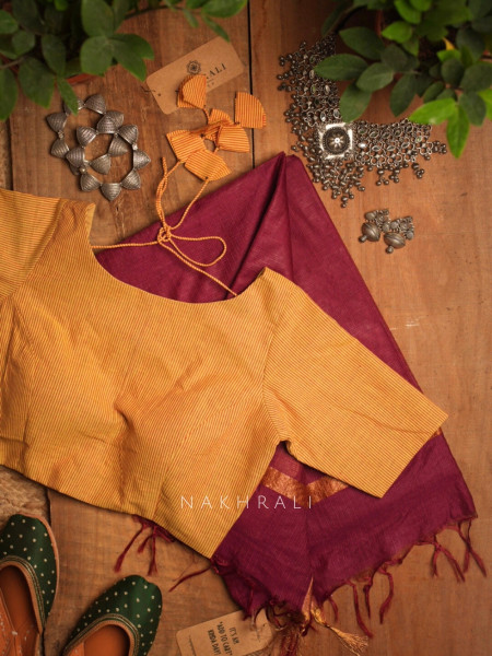 Malini Maroon Kota Doria Saree
