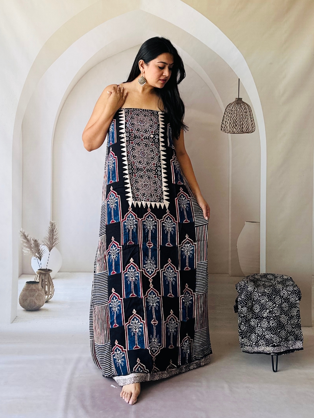 modal silk dress Buy Ajrakh Modal Silk Dress for Women Online Nilam India