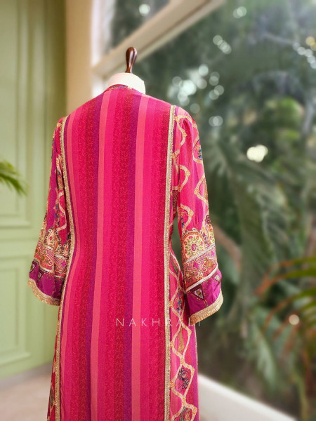 Aarohi Red Cotton Suit Set with Embroidery and Print