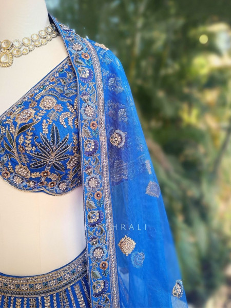 Rivara Blue Lehenga Set with Gota and Zari Work