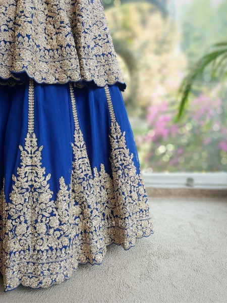 Ruhvika Royal Blue Embroidered Lehenga Set with Mirror and Stone Work