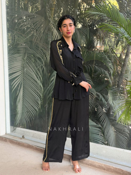 Noira Fringe Black Indo-Western Co-ord Set