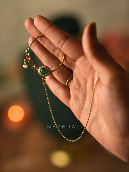 Meheraan Green Bridal Kundan Necklace Set