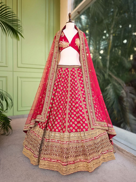 Yuvika Red Bridal Lehenga with Classic Bridal Embroidery