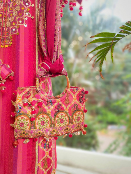 Aarohi Red Cotton Suit Set with Embroidery and Print