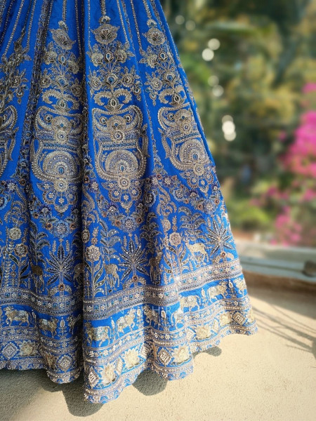 Rivara Blue Lehenga Set with Gota and Zari Work