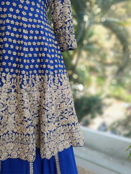 Ruhvika Royal Blue Embroidered Lehenga Set with Mirror and Stone Work