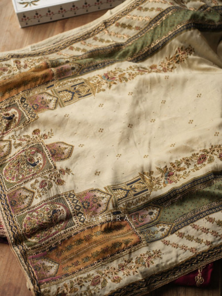 Jashan White Dress Material Set with Heavy Embroidery Work