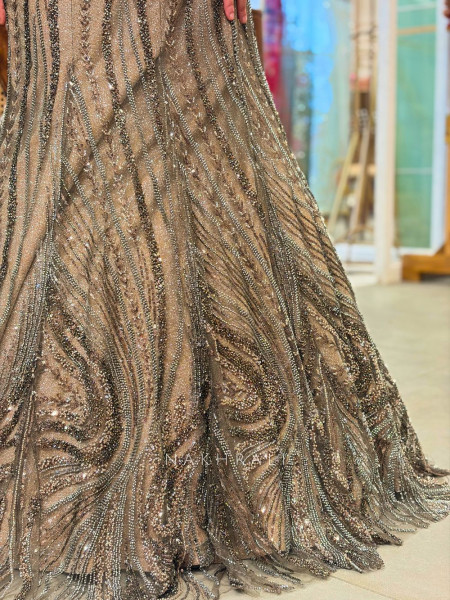 Ivory Whisper Grey Indo-Western Lehenga with Beads and Cut Dana Work