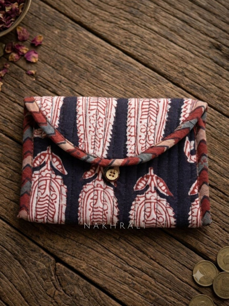 Coin Black Cotton Printed Quilted Wallet