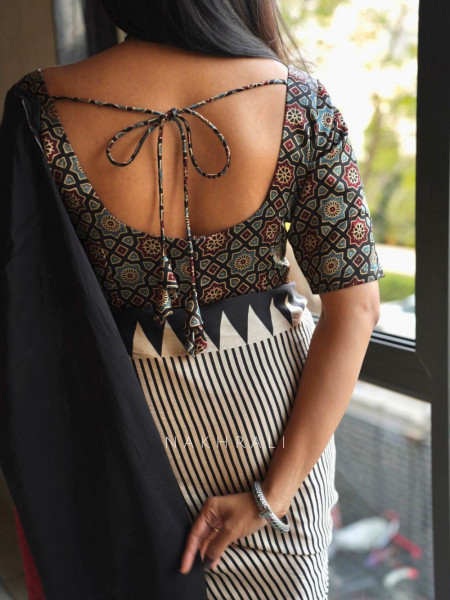 Nirva Black Assorted Modal Silk Printed Blouse