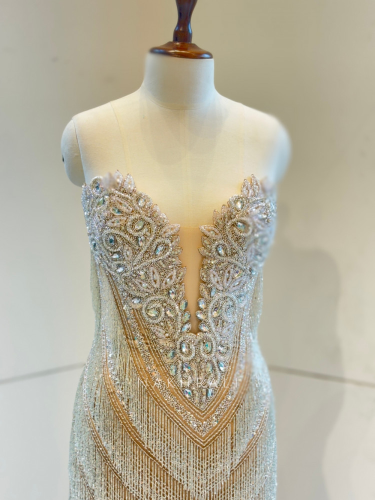 Image of Golden Gown with Cut Dana and Beadwork