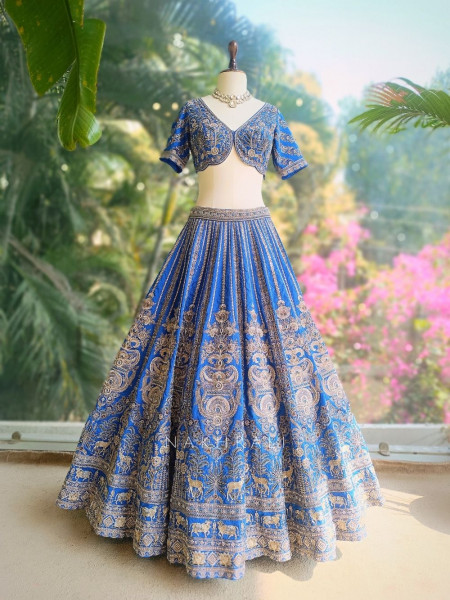 Rivara Blue Lehenga Set with Gota and Zari Work