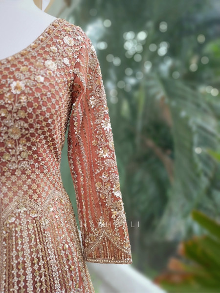 Truffle Luxe Indo-Western Lehenga with Thread and Sequin Work