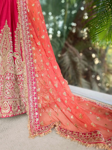 Drisana Red Bridal Lehenga with Heavy Zari & Sequin Work