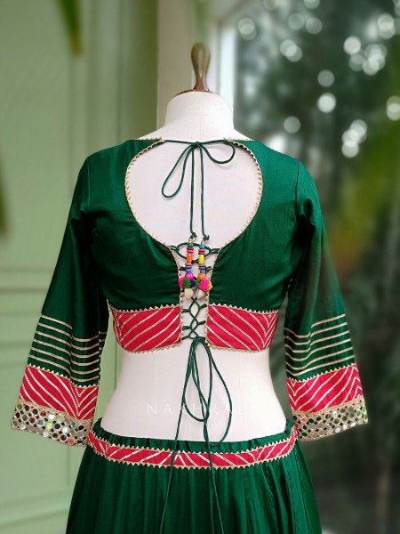 Garba Glam Green Crop Top Lehenga- Dandiya Diva Collection