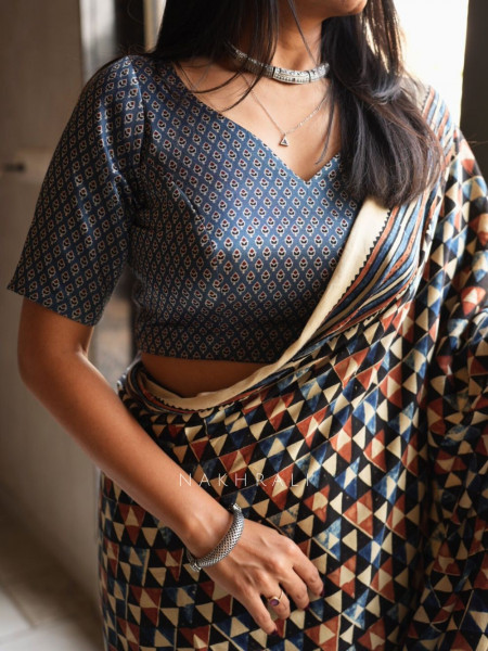Nirva Blue Assorted Modal Silk Printed Blouse