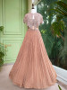 Evelyn Brown Embroidered Gown with Cape Jacket