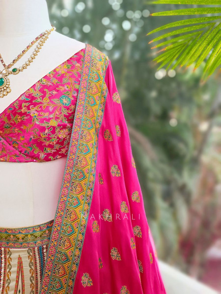 Chandrika Cream Unstitched Lehenga