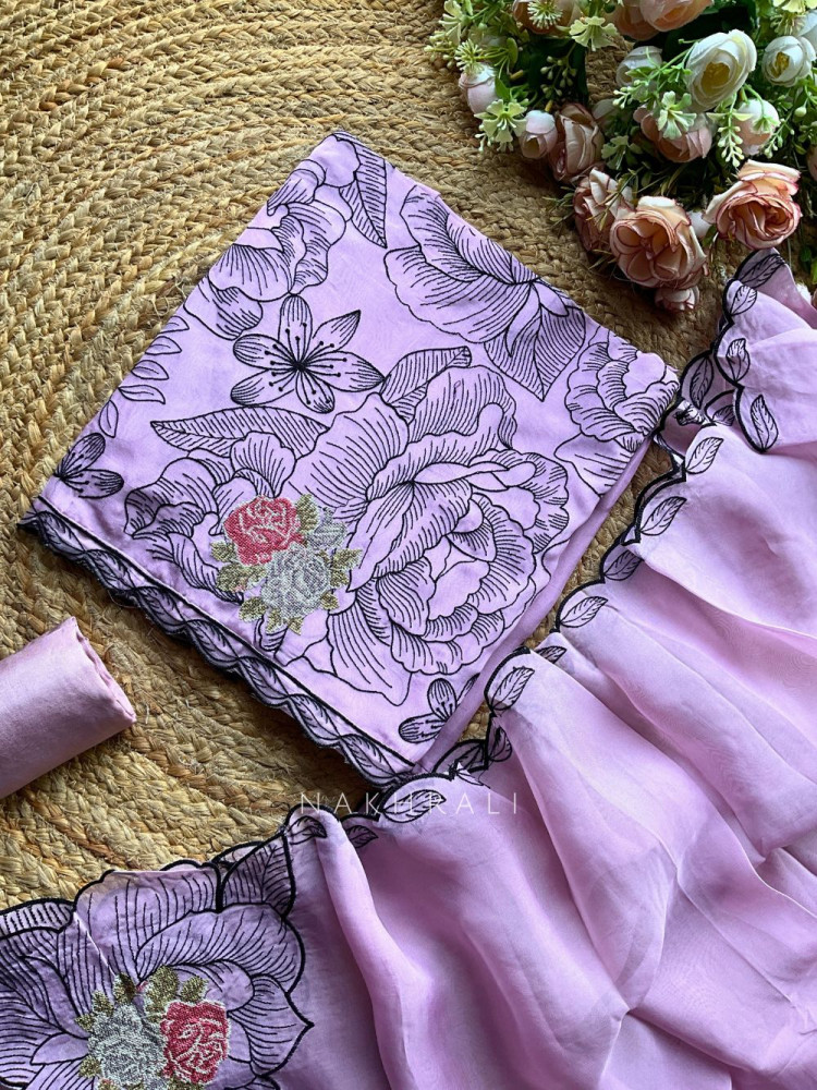 Image of Liora Purple Printed Dress Material Set