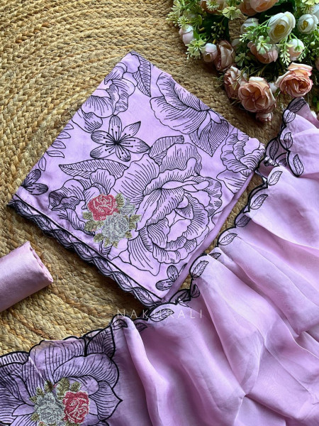 Liora Purple Printed Dress Material Set